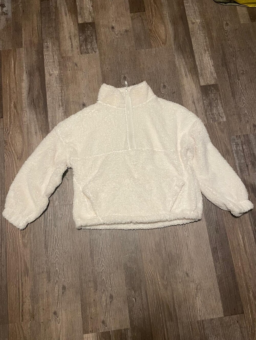 Cozy Ivory Sherpa Half-Zip Pullover